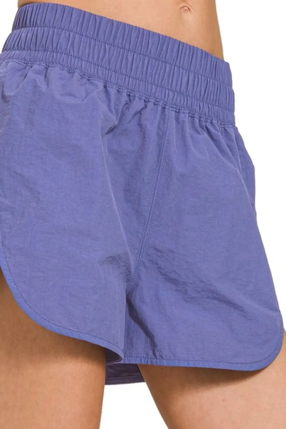 Zenana Windbreaker Smocked Waistband Running Shorts - Image 2