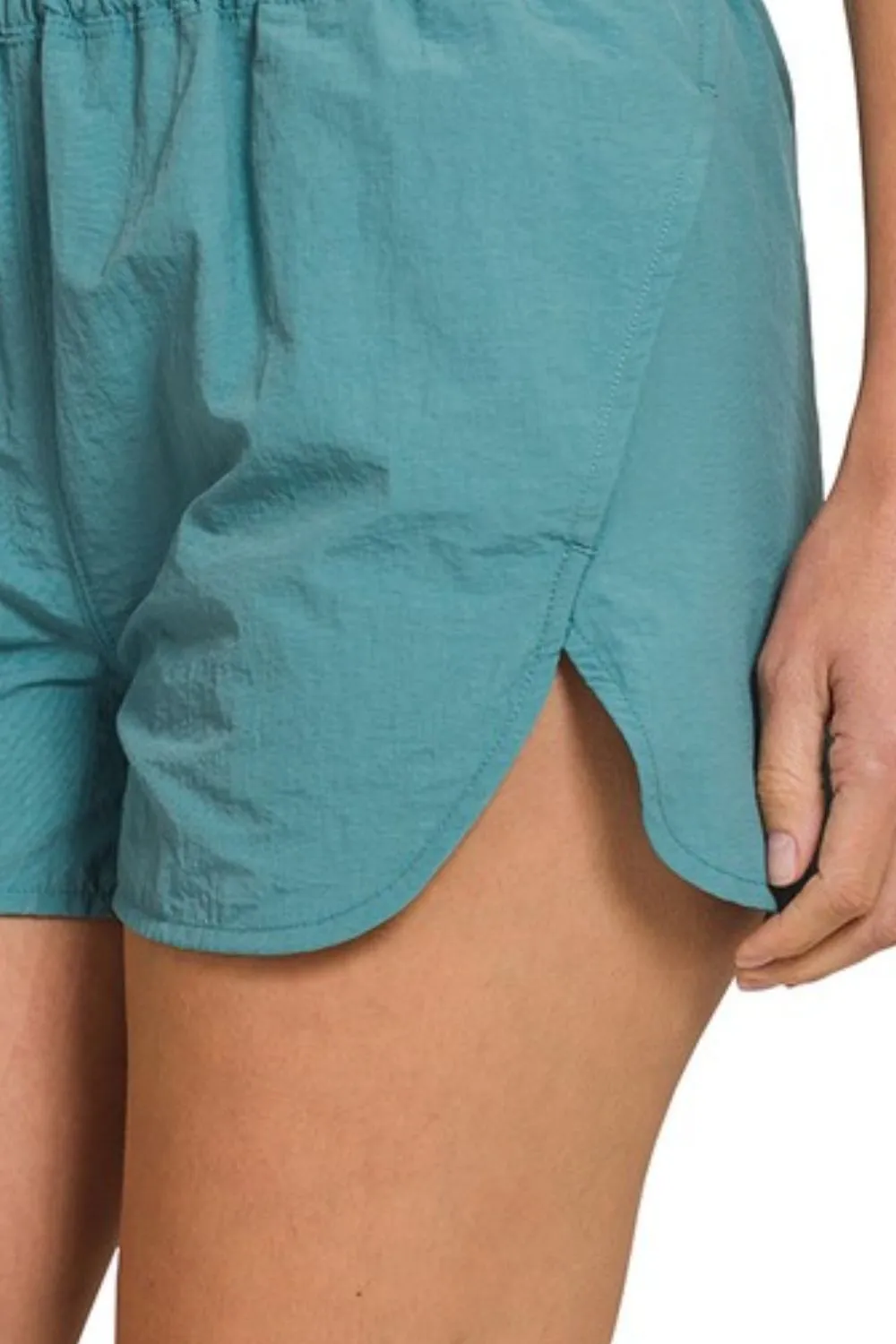 Zenana Windbreaker Smocked Waistband Running Shorts - Image 2
