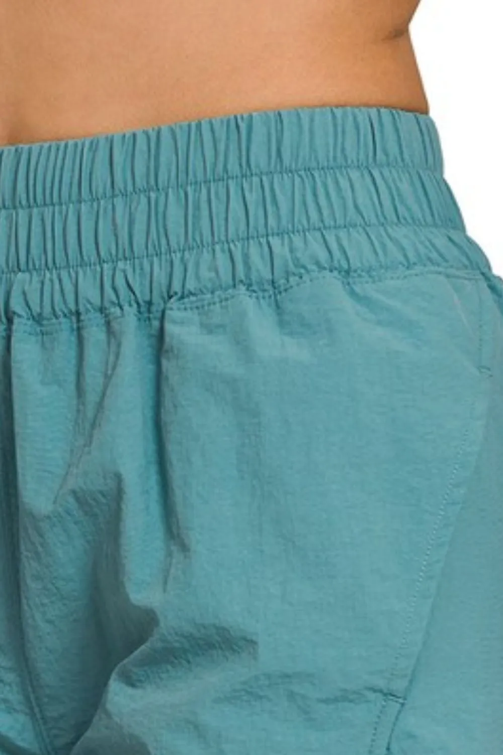Zenana Windbreaker Smocked Waistband Running Shorts - Image 3