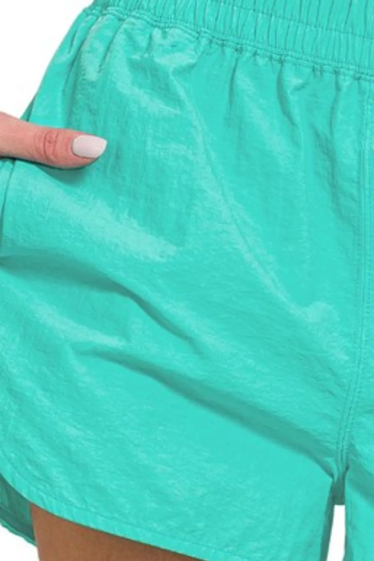 Zenana Windbreaker Smocked Waistband Running Shorts - Image 3