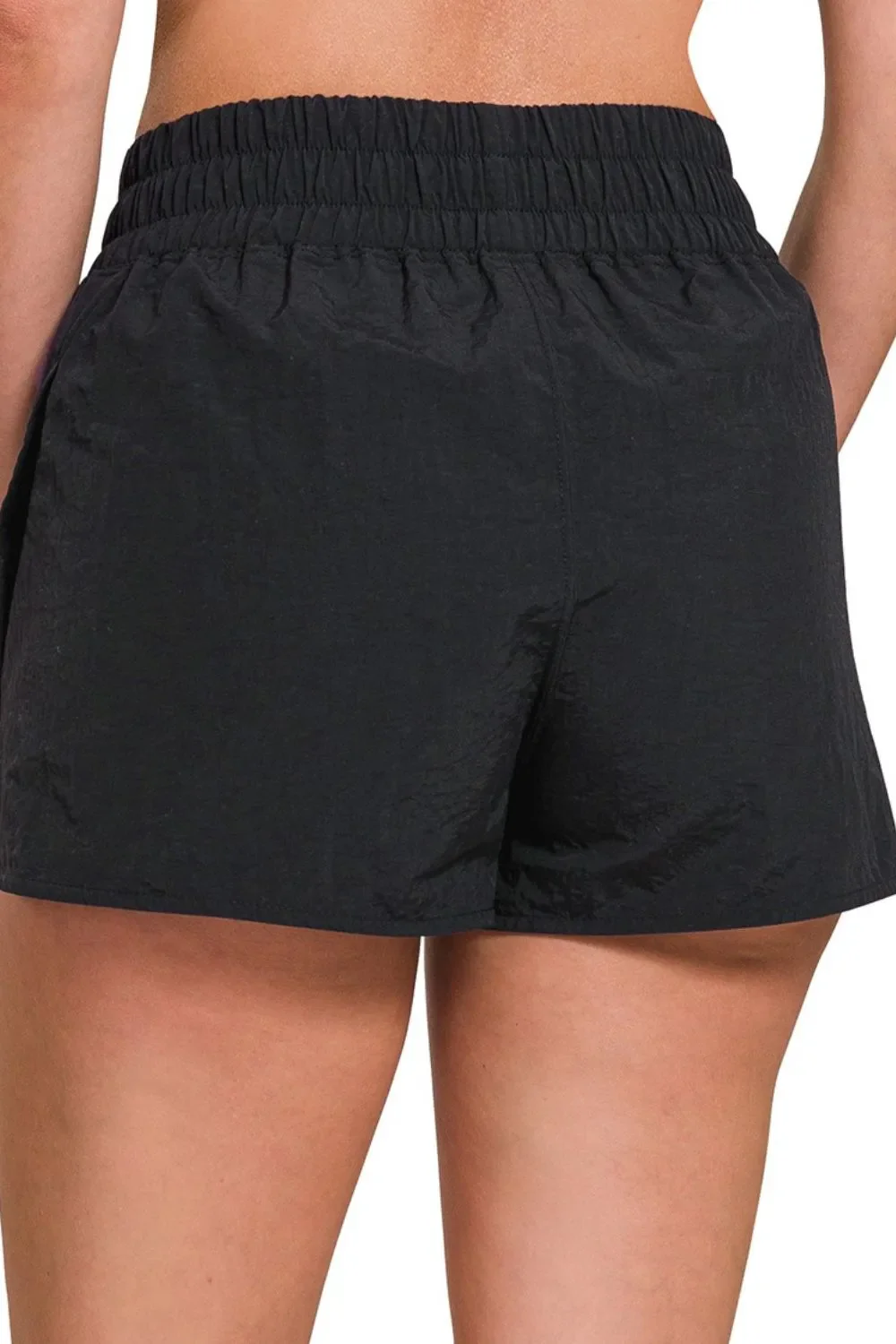 Zenana Windbreaker Smocked Waistband Running Shorts - Image 3