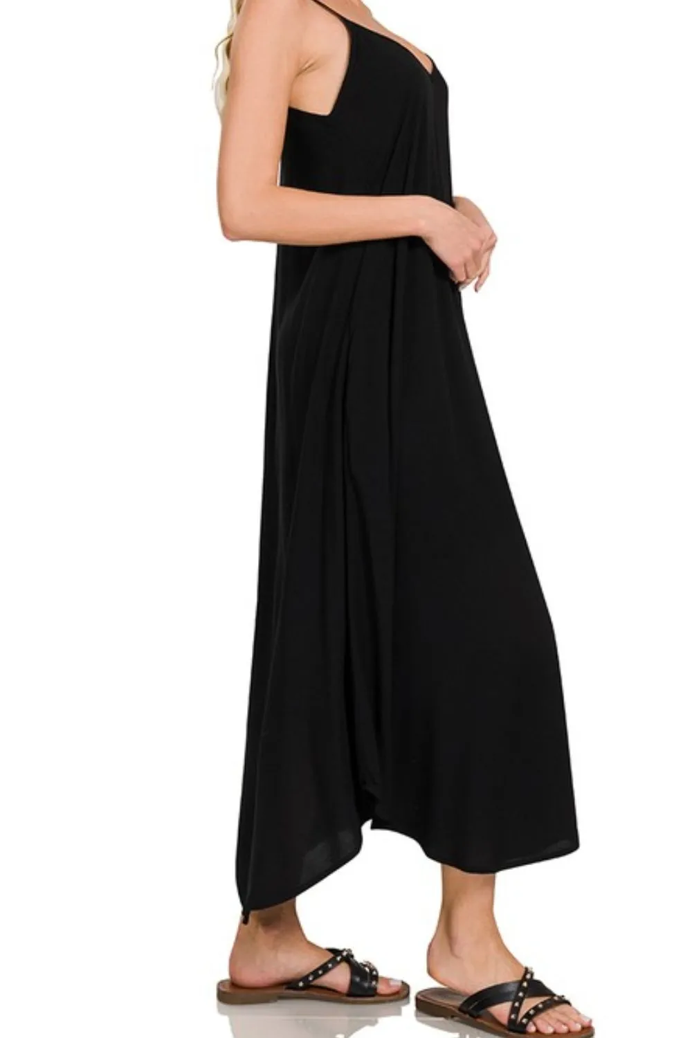 Zenana Woven Arc Hem Cami Dress With Flowy Pockets - Image 2
