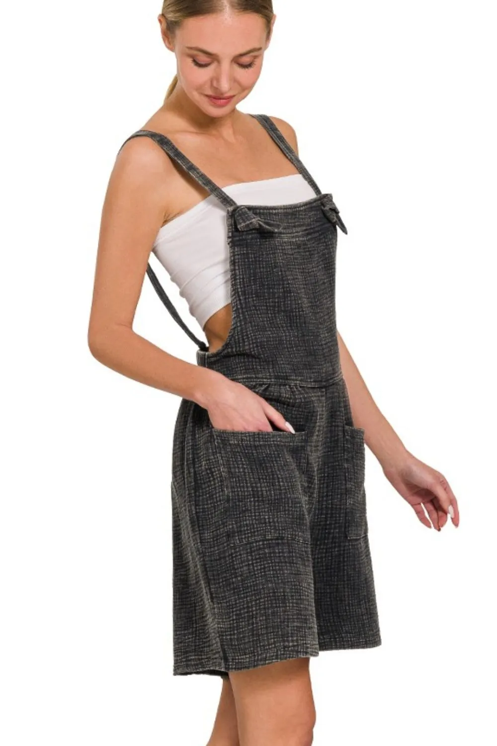 Zenana Woven Double Gauze Acid Washed Romper - Image 2