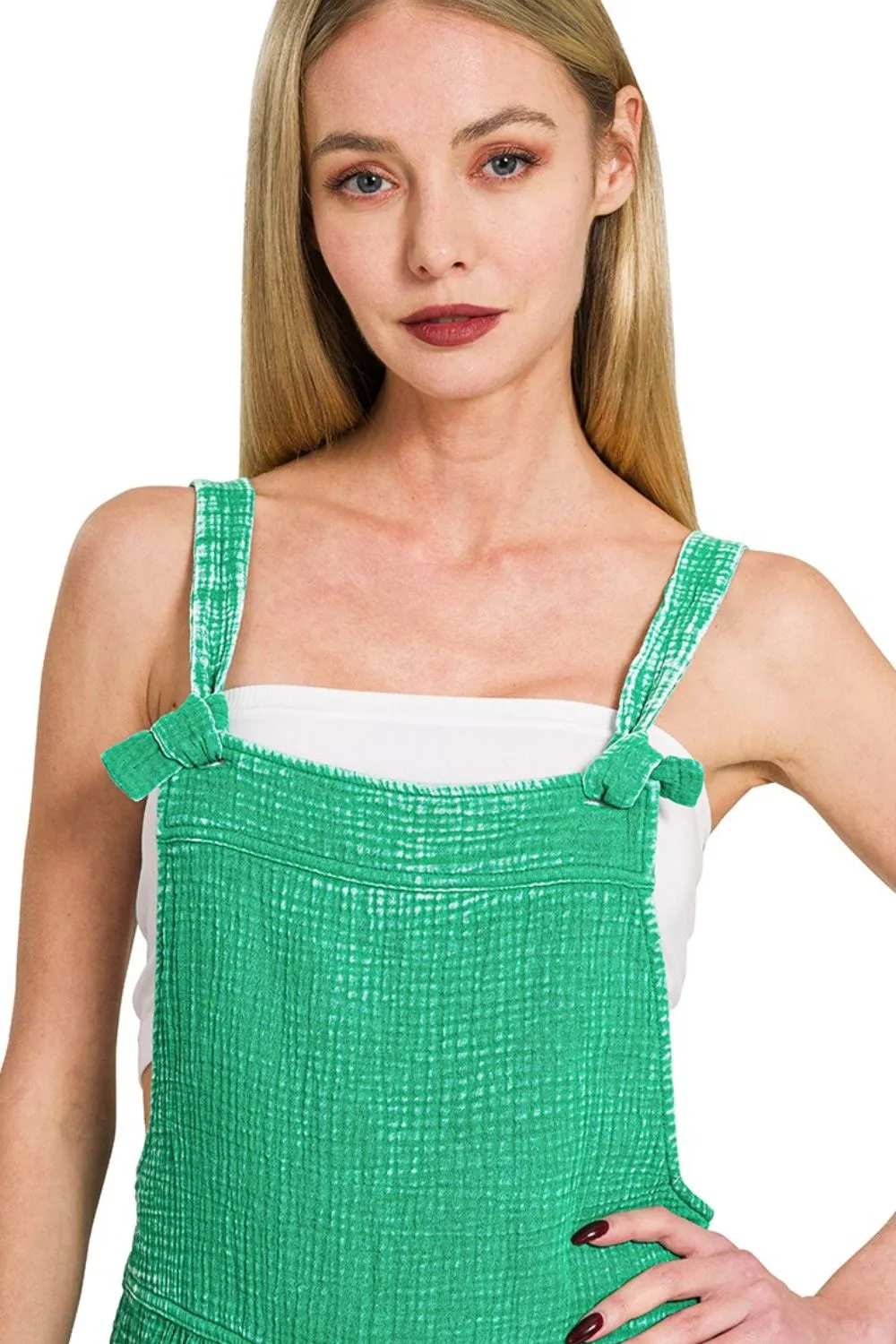 Zenana Woven Double Gauze Acid Washed Romper - Image 2