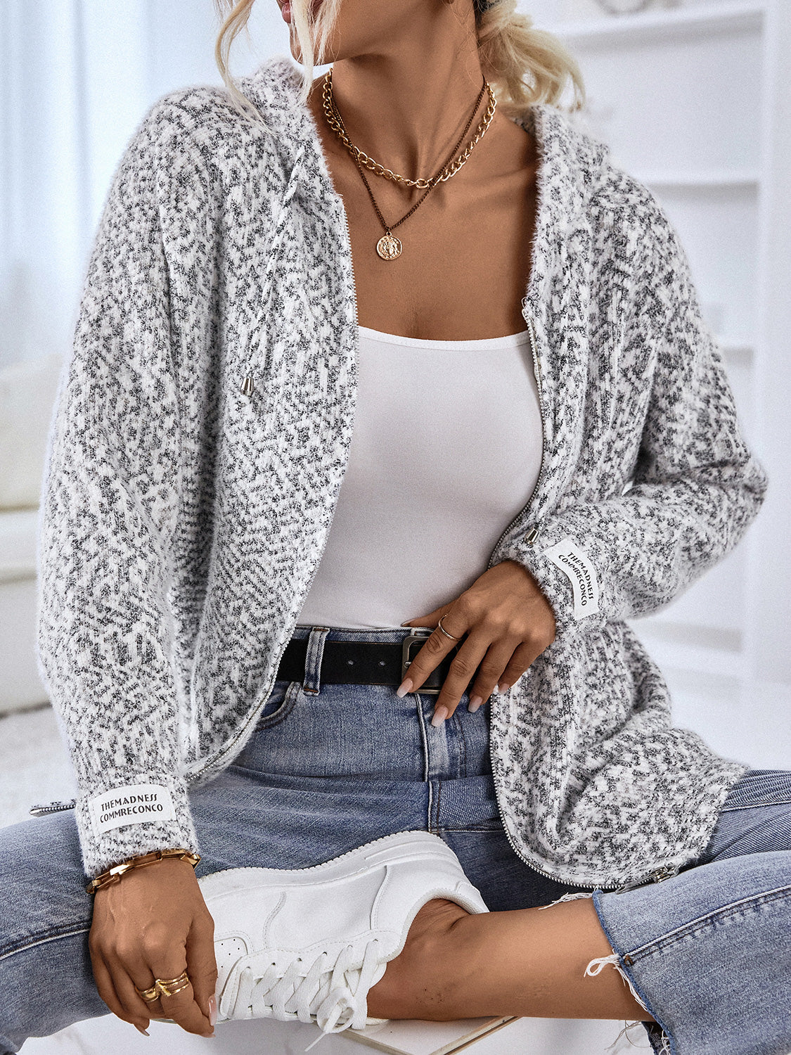 Zip-Up Hooded Sweater - Image 3