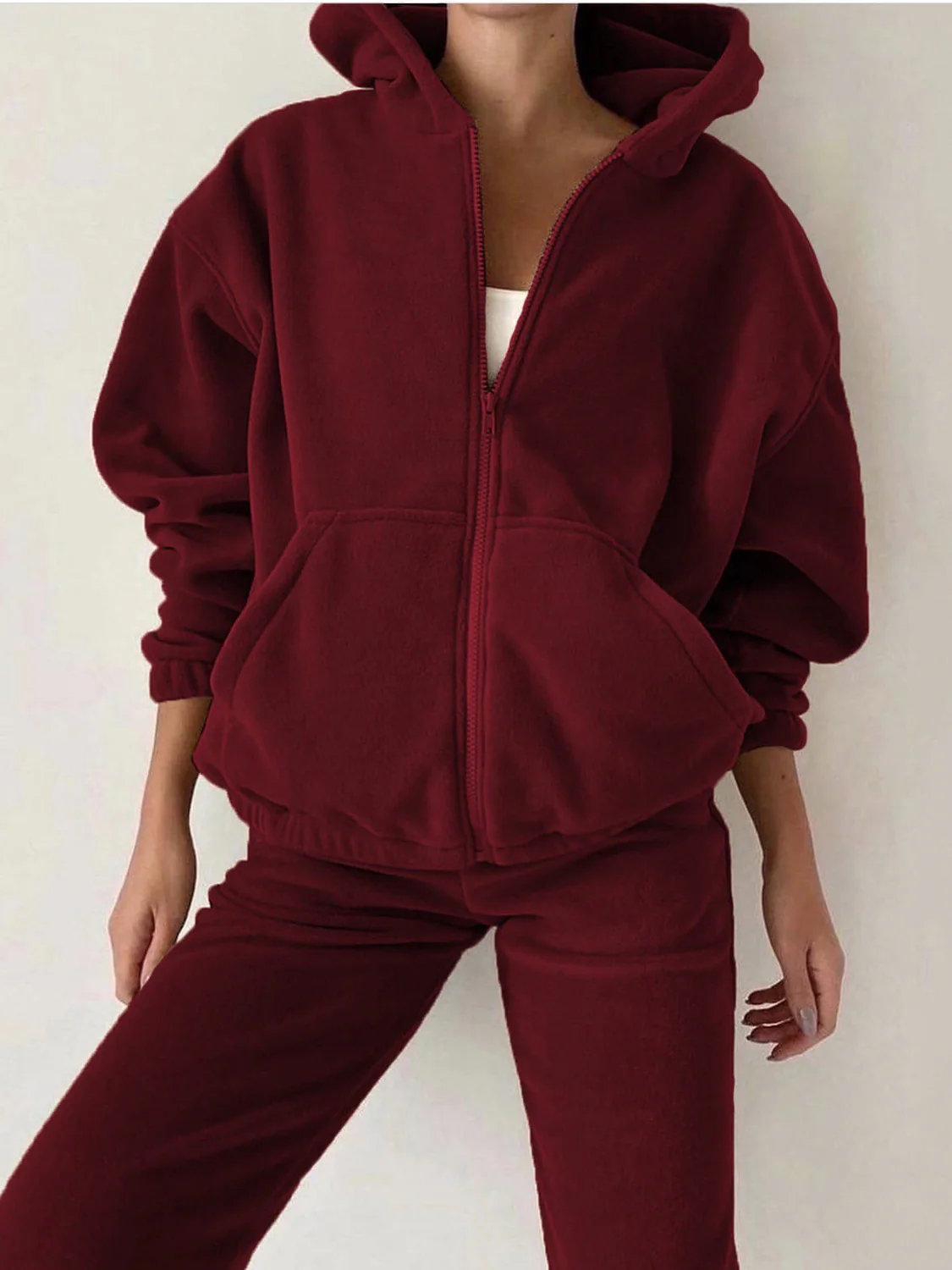Zip Up Long Sleeve Hoodie and Joggers Set - Image 20
