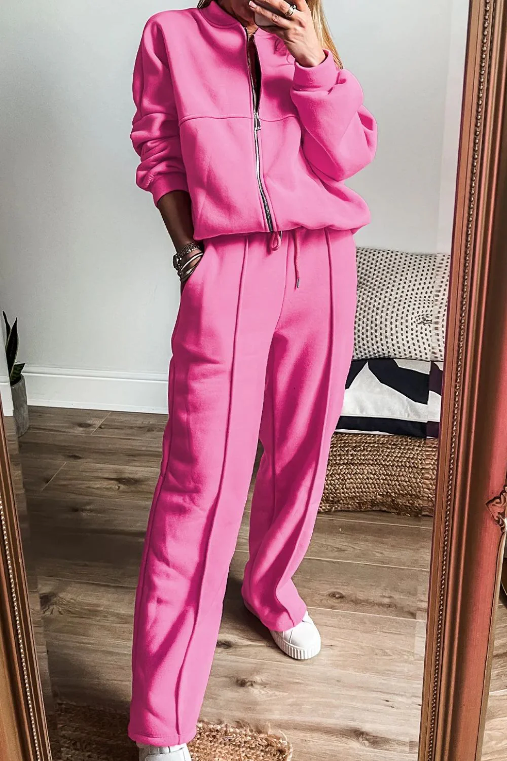 Zip Up Long Sleeve Top and Pants Set - Image 4