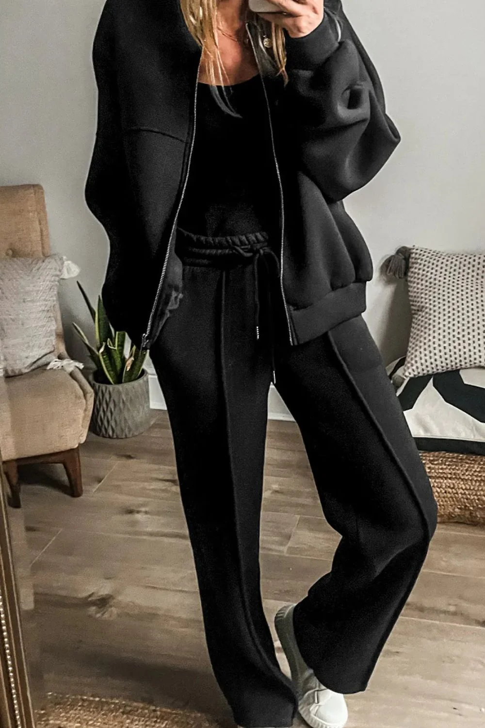 Zip Up Long Sleeve Top and Pants Set - Image 7