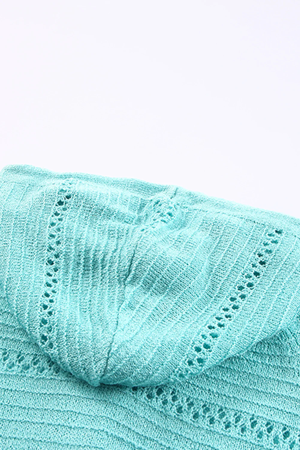 Zip-Up Raglan Sleeve Openwork Hooded Cardigan - Image 29